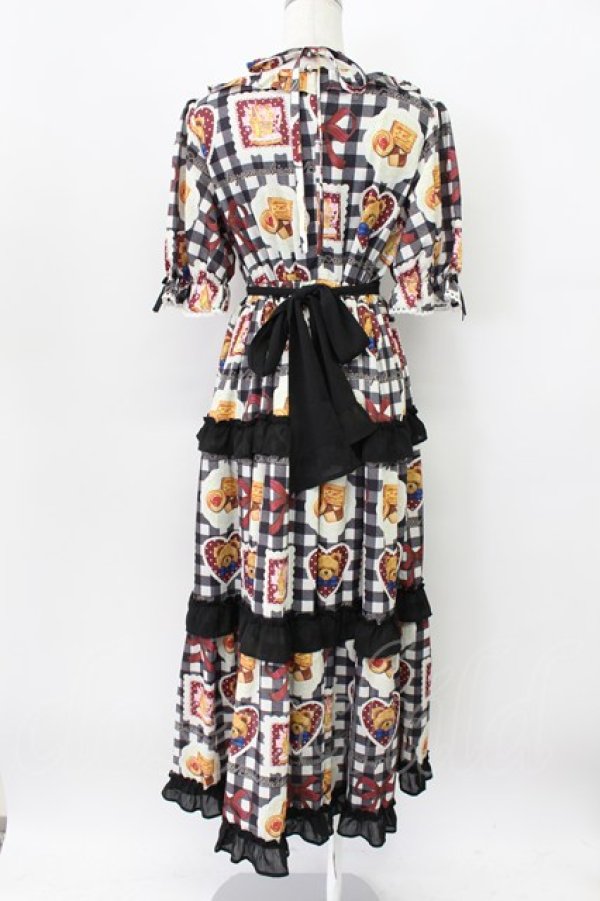 画像2: axes femme kawaii / ベアズベーカリー柄ロングワンピース M ブラック T-26-03-16-036-AX-OP-SA-ZT (2)