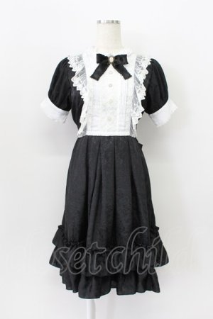 画像: Pina sweetcollection / ローズジャガードワンピース  黒Ｘ白 T-26-03-16-038-LO-OP-SA-ZT