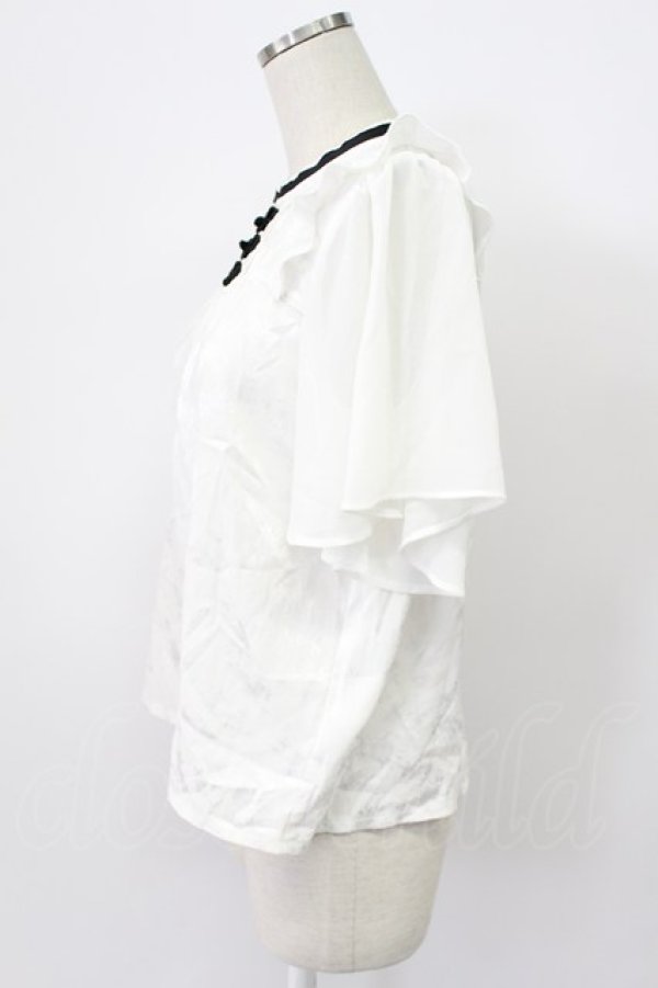 画像3: axes femme / ジャカードチャイナブラウス  白Ｘ黒 T-26-03-16-001-AX-BL-SA-ZT (3)