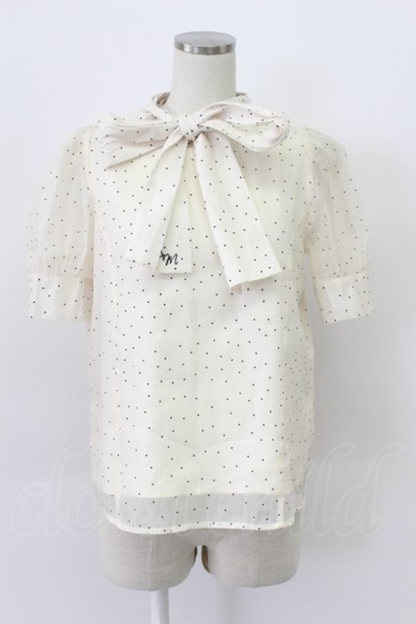 画像1: An MILLE / ドット半袖ボウタイブラウス  アイボリー T-26-03-16-006-EL-BL-SA-ZT (1)