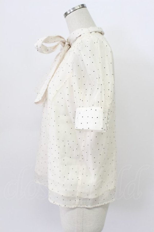 画像5: An MILLE / ドット半袖ボウタイブラウス  アイボリー T-26-03-16-006-EL-BL-SA-ZT (5)
