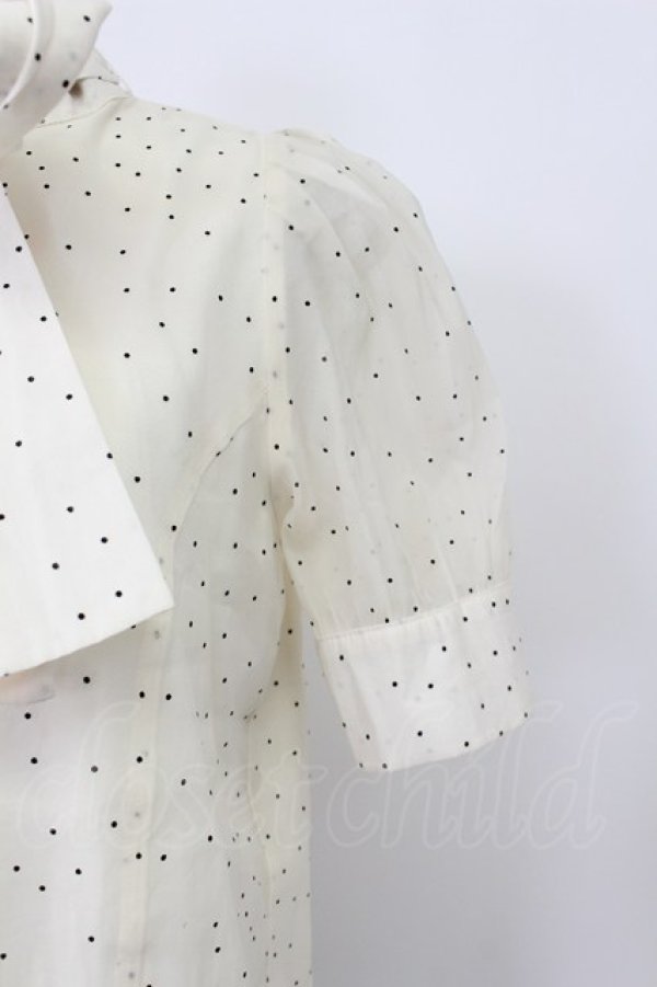 画像6: An MILLE / ドット半袖ボウタイブラウス  アイボリー T-26-03-16-006-EL-BL-SA-ZT (6)