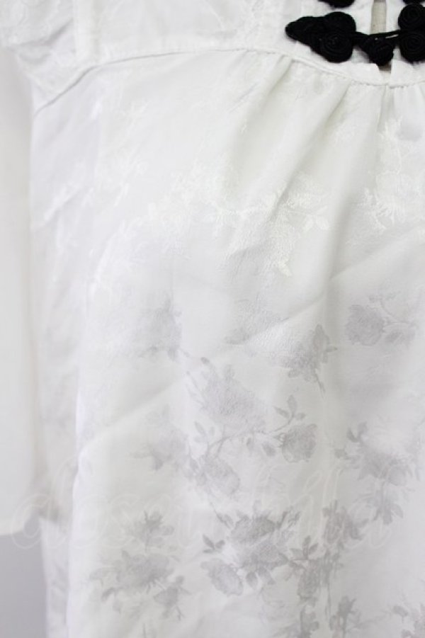 画像5: axes femme / ジャカードチャイナブラウス  白Ｘ黒 T-26-03-16-001-AX-BL-SA-ZT (5)