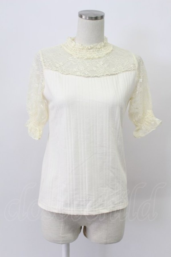 画像1: axes femme / ビスチェ切替半袖プルオーバー  アイボリー T-26-03-16-009-AX-TO-IG-ZT (1)