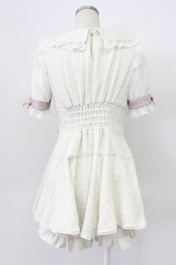 画像2: LIZ LISA / 半袖メッセージリボンツイードセットアップ  白Ｘピンク T-26-03-16-010-LO-OP-SA-ZT (2)