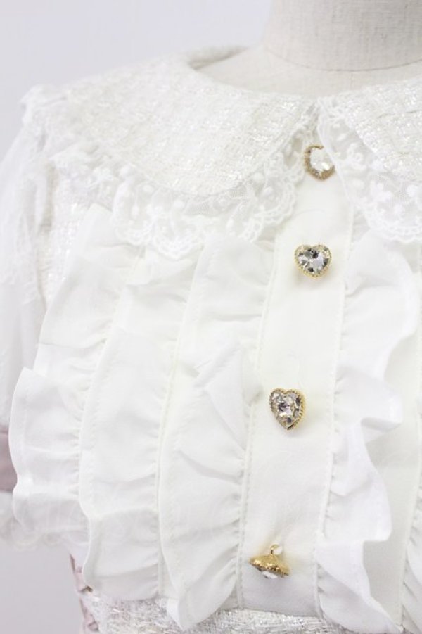 画像9: LIZ LISA / 半袖メッセージリボンツイードセットアップ  白Ｘピンク T-26-03-16-010-LO-OP-SA-ZT (9)