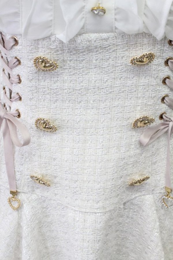 画像10: LIZ LISA / 半袖メッセージリボンツイードセットアップ  白Ｘピンク T-26-03-16-010-LO-OP-SA-ZT (10)