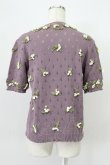 画像2: KANEKO ISAO / モチーフ付き半袖カーディガン  ラベンダー T-26-03-16-012-EL-TO-OW-ZT (2)