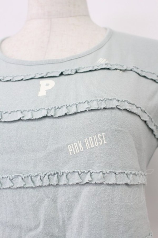 画像7: PINK HOUSE / ロゴpt&フリルTシャツ M ミント T-26-03-16-015-LO-TS-SA-ZT (7)
