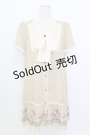 画像: axes femme / お花ボーダードット柄チュニック M ベージュ T-26-03-17-023-AX-OP-SA-ZT