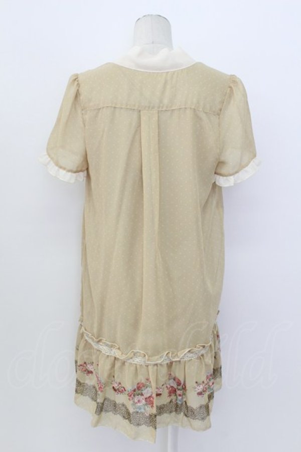 画像2: axes femme / お花ボーダードット柄チュニック M ベージュ T-26-03-17-023-AX-OP-SA-ZT (2)