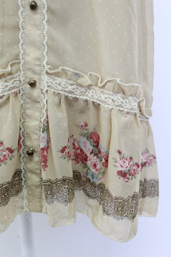 画像3: axes femme / お花ボーダードット柄チュニック M ベージュ T-26-03-17-023-AX-OP-SA-ZT (3)