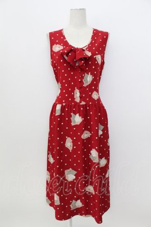 画像: PINK HOUSE / ドット&包装紙プリントノースリーブワンピース  赤Ｘ白 T-26-03-17-027-LO-OP-SA-ZT