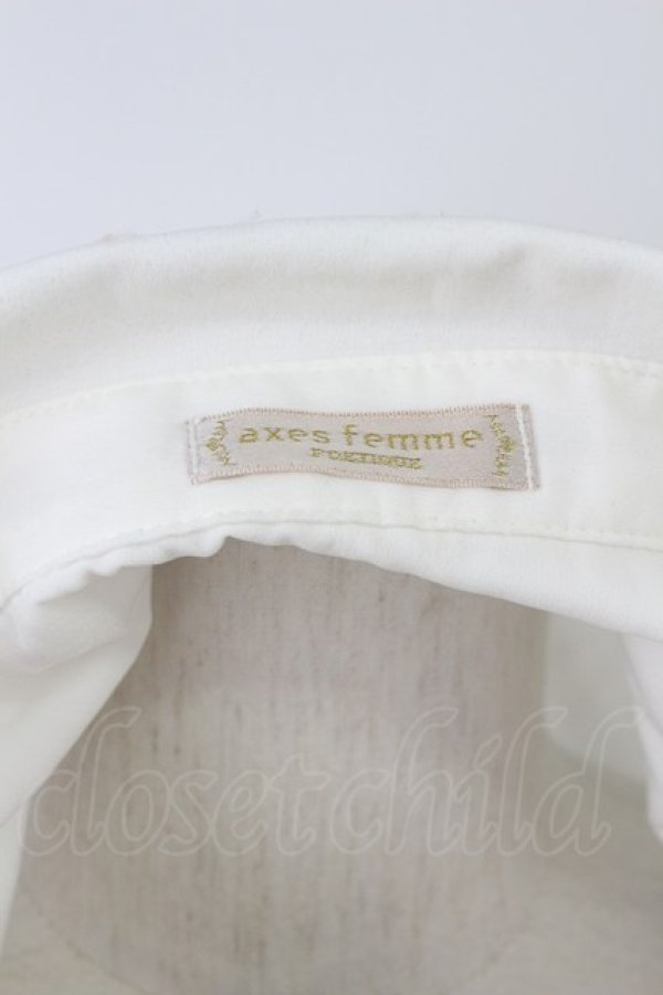 画像4: axes femme POETIQUE / はしごリボン襟半袖ブラウス  アイボリーＸピンク T-26-03-17-003-AX-BL-SA-ZT (4)