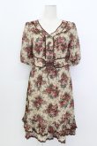 画像1: axes femme / 薔薇ブーケプリントウエストベルトデザインワンピース  ベージュ T-26-03-17-029-AX-OP-SA-ZT (1)