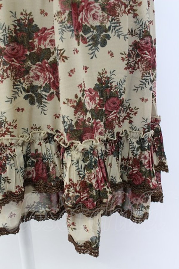 画像3: axes femme / 薔薇ブーケプリントウエストベルトデザインワンピース  ベージュ T-26-03-17-029-AX-OP-SA-ZT (3)