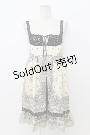 画像: axes femme / ニットレースペイズリープリントチュニック  アイボリーＸ黒 T-26-03-17-035-AX-OP-SA-ZT