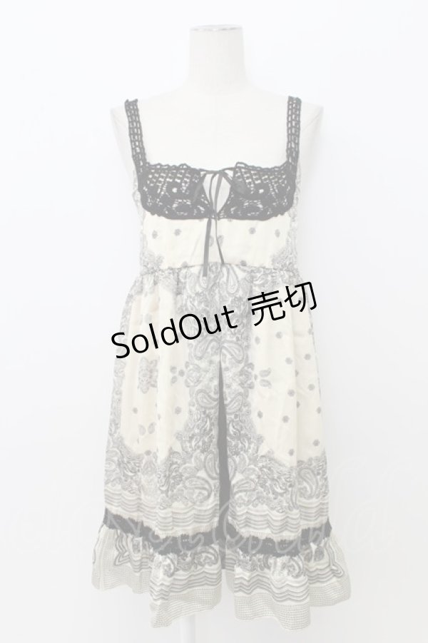 画像1: axes femme / ニットレースペイズリープリントチュニック  アイボリーＸ黒 T-26-03-17-035-AX-OP-SA-ZT (1)