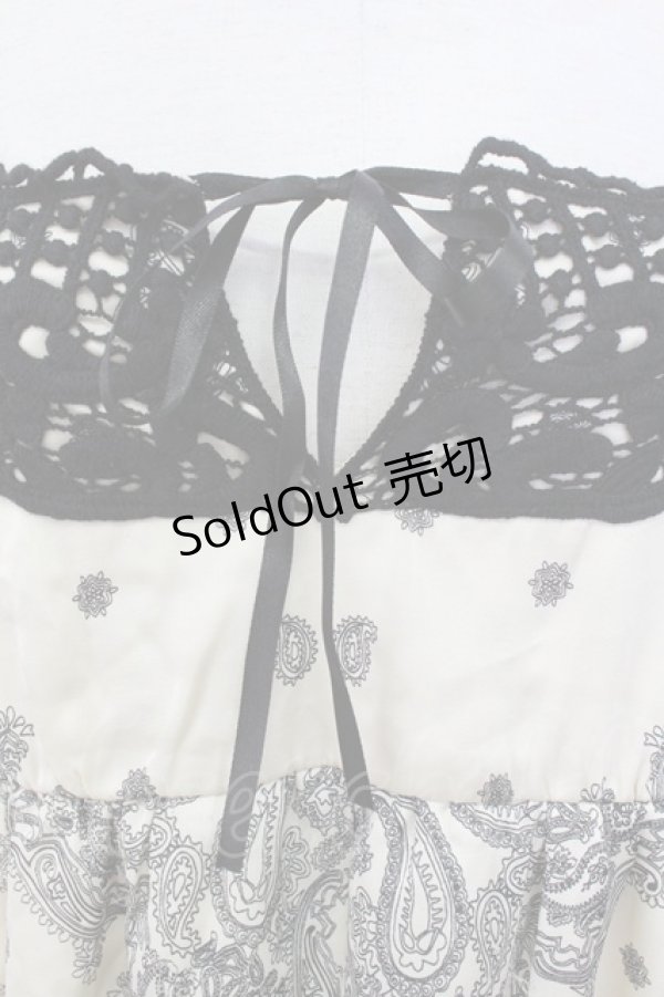 画像5: axes femme / ニットレースペイズリープリントチュニック  アイボリーＸ黒 T-26-03-17-035-AX-OP-SA-ZT (5)