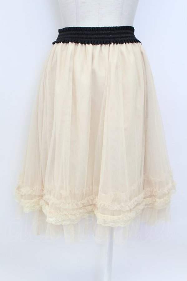 画像2: axes femme / 裾フリルチュールスカート  キナリ T-26-03-17-037-AX-SK-SA-ZT (2)