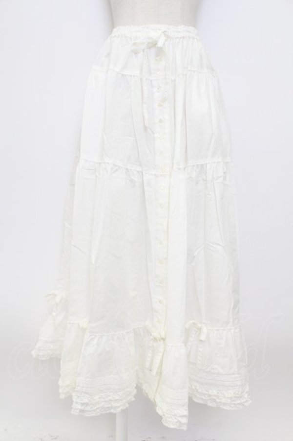 画像1: PINK HOUSE / ピンタックフリルスカート  白 T-26-03-17-039-LO-SK-SA-ZT (1)