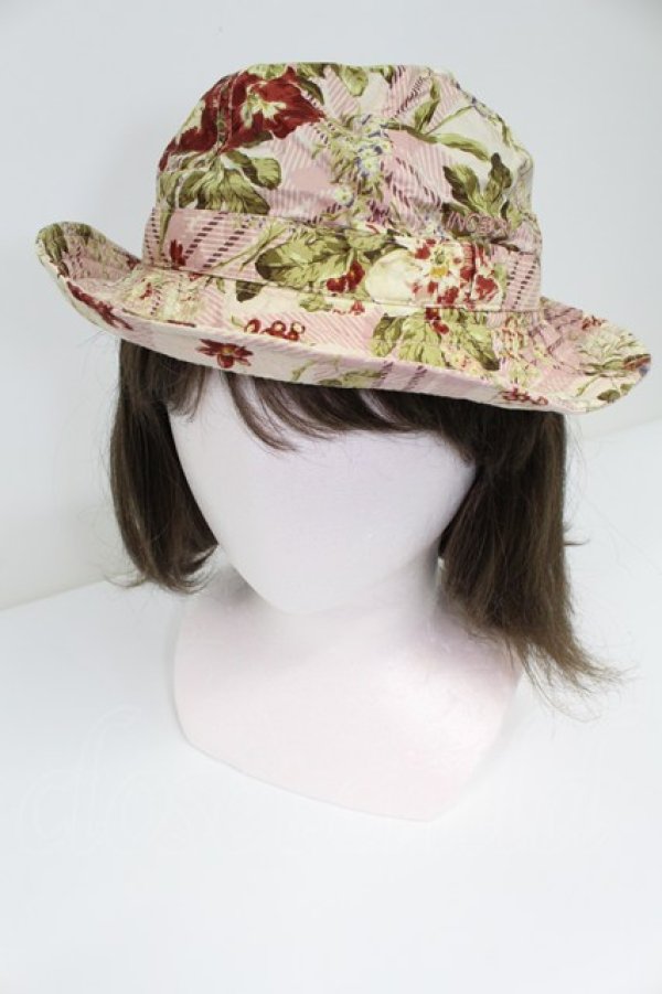 画像1: INGEBORG / 花&チェック帽子  ピンク T-26-03-17-044-LO-AC-SA-ZT (1)