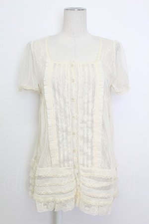 画像: axes femme / 総レース半袖ブラウス M キナリ T-26-03-17-007-AX-BL-SA-ZT