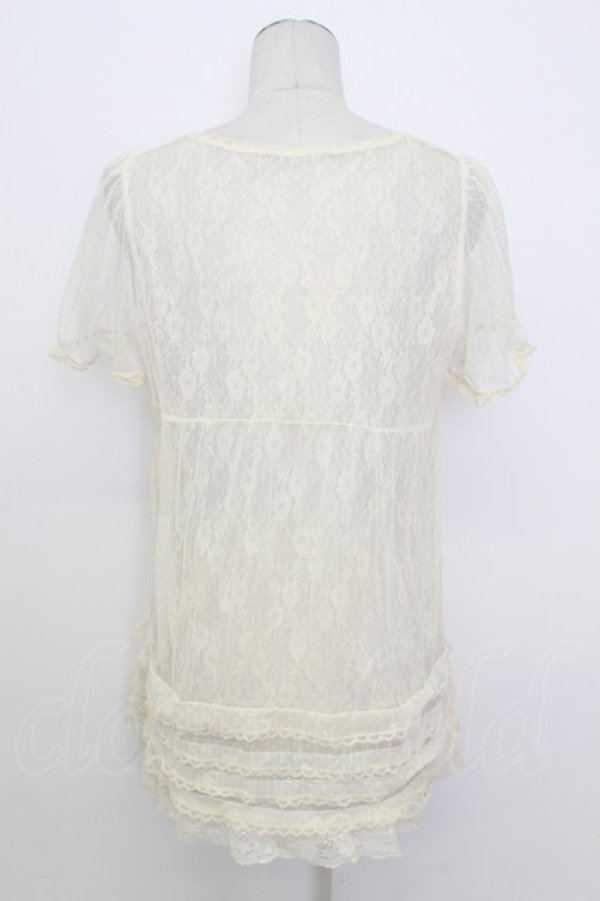 画像2: axes femme / 総レース半袖ブラウス M キナリ T-26-03-17-007-AX-BL-SA-ZT (2)