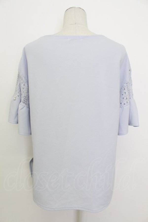 画像2: axes femme / 袖レース切替カットプルオーバー  サックス T-26-03-17-011-AX-TO-SA-ZT (2)