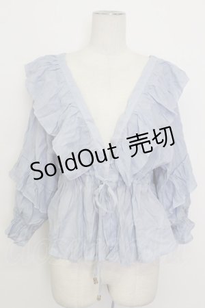 画像: axes femme / ボリュームフリルカーデ M サックス T-26-03-17-012-AX-TO-SA-ZT