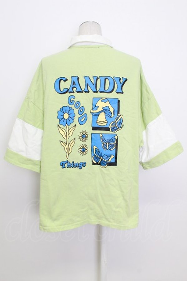 画像2: Candy Stripper / 半袖ラガーシャツ 2 グリーン T-26-03-17-013-PU-TO-SA-ZT (2)