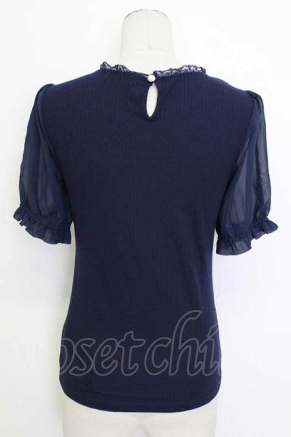 画像2: axes femme POETIQUE / ブーケリボン刺繍リブプルオーバー M ブルー T-26-03-17-014-AX-TO-SA-ZT (2)