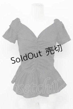 画像: Lily Brown / ドット半袖トップス  黒 T-26-03-17-016-EL-TO-SA-ZT650