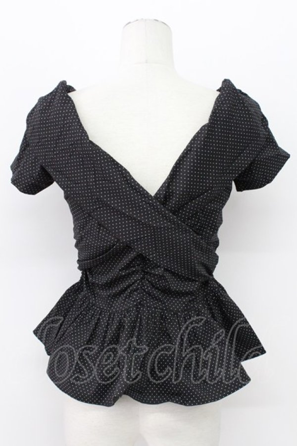 画像2: Lily Brown / ドット半袖トップス  黒 T-26-03-17-016-EL-TO-SA-ZT (2)