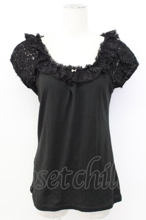 画像: MR corset / レース切り替えカットソー  黒 T-26-03-17-017-PU-TO-SA-ZT