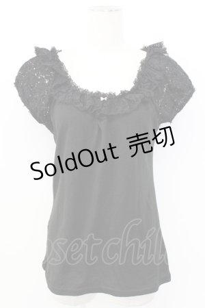 画像: MR corset / レース切り替えカットソー  黒 T-26-03-17-017-PU-TO-SA-ZT650