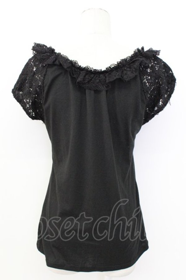 画像2: MR corset / レース切り替えカットソー  黒 T-26-03-17-017-PU-TO-SA-ZT (2)