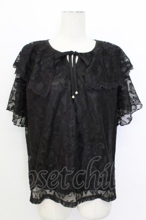 画像: axes femme / 総レースケープトップス  ブラック T-26-03-17-019-AX-TO-SA-ZT