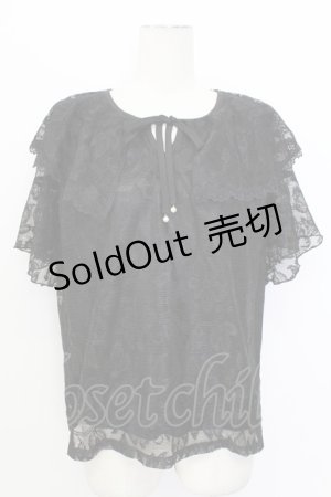 画像: axes femme / 総レースケープトップス  ブラック T-26-03-17-019-AX-TO-SA-ZT650