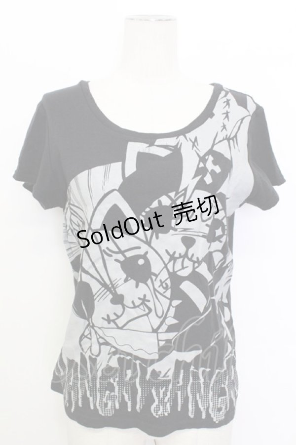 画像1: HANGRY&ANGRY / HANGRY&ANGRY半袖カットソー  黒Ｘグレー T-26-03-17-020-HN-TO-SA-ZT (1)