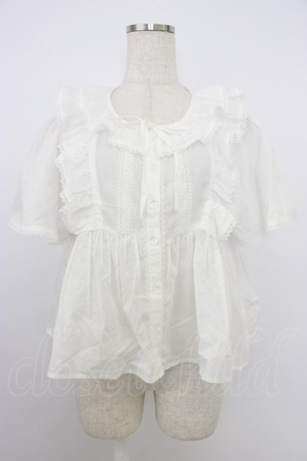 画像1: Chalmiere / ネグリジェブラウス M ホワイト T-26-03-21-001-0-BL-SA-ZT (1)