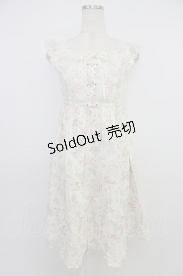 画像1: Emily Temple cute / バレリーナローズノースリーブワンピース  白ＸピンクＸ青 T-26-03-21-025-ET-OP-SA-ZT (1)