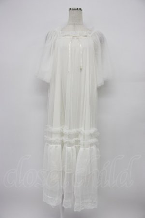 画像: axes femme / フレアスリーブチュールワンピース  ホワイト T-26-03-21-030-AX-OP-SA-ZT