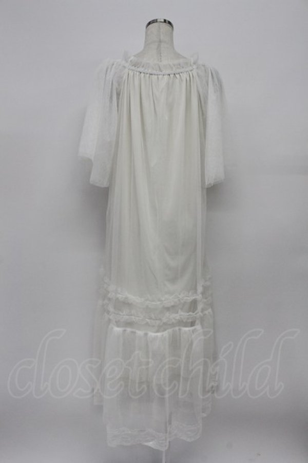 画像2: axes femme / フレアスリーブチュールワンピース  ホワイト T-26-03-21-030-AX-OP-SA-ZT (2)