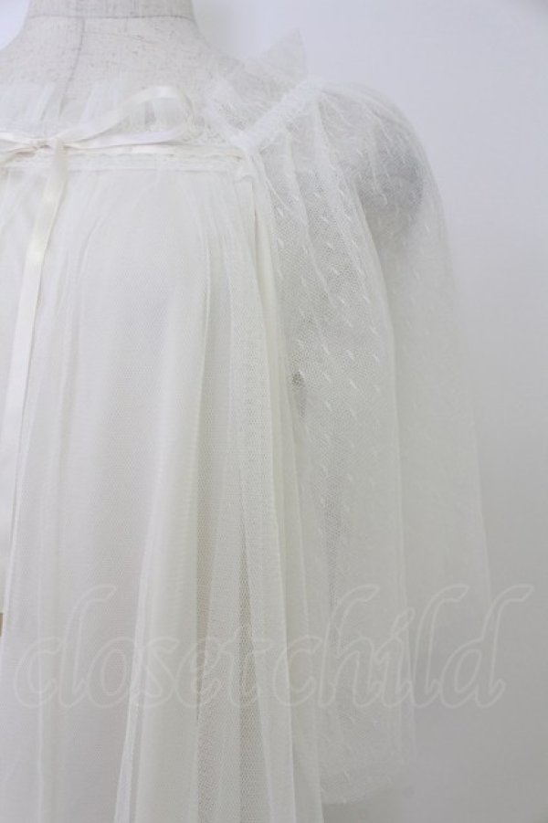 画像3: axes femme / フレアスリーブチュールワンピース  ホワイト T-26-03-21-030-AX-OP-SA-ZT (3)