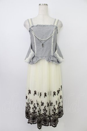 画像: axes femme / 異素材組み合わせワンピース M グレー×アイボリー T-26-03-21-033-AX-OP-SA-ZT