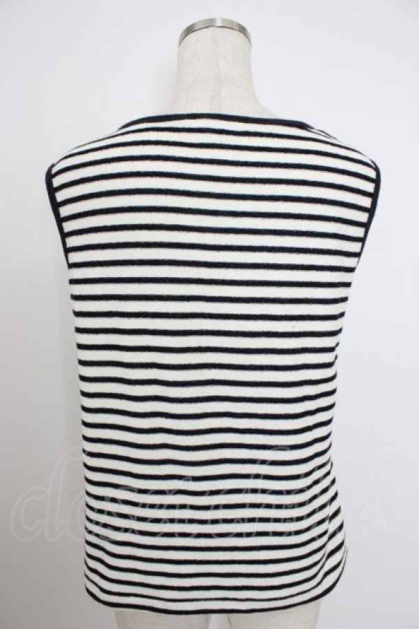 画像2: INGEBORG / パイル地ボーダーロゴタンクトップ  ブラック T-26-03-21-004-LO-TO-SA-ZT (2)