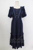 画像1: axes femme / ハシゴレース×袖バラ刺繍ワンピース  ネイビー T-26-03-21-037-AX-OP-SA-ZT (1)