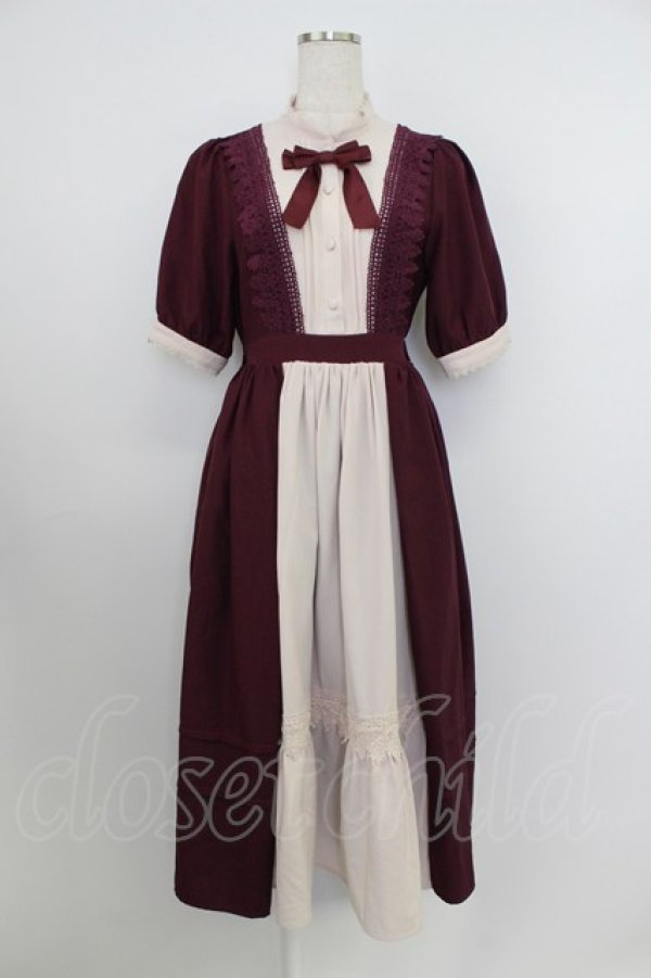 画像1: axes femme kawaii / エレガントドールワンピース M ワイン T-26-03-21-038-AX-OP-SA-ZT (1)