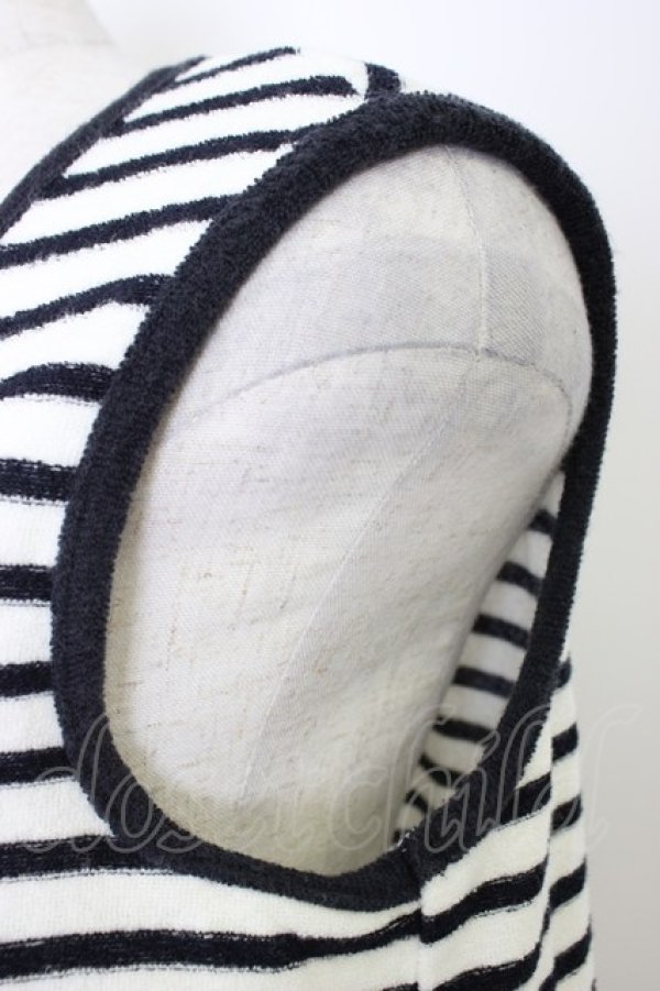 画像3: INGEBORG / パイル地ボーダーロゴタンクトップ  ブラック T-26-03-21-004-LO-TO-SA-ZT (3)